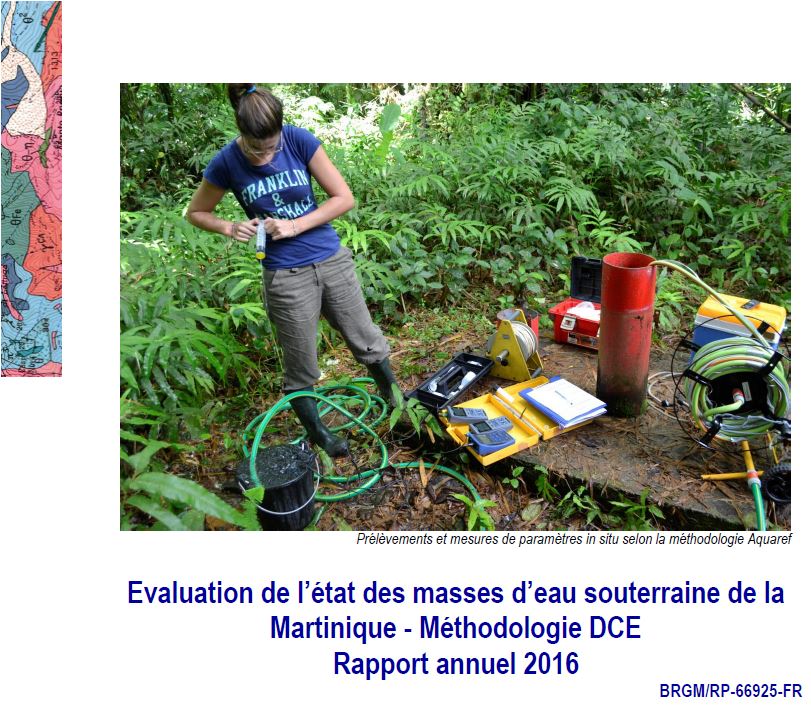 Synthèse de l'évaluation de l’état des masses d’eau souterraine de la Martinique - Méthodologie DCE Rapport annuel 2016